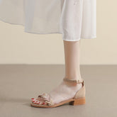 Women's French With Roman Strap Summer Chunky Heels